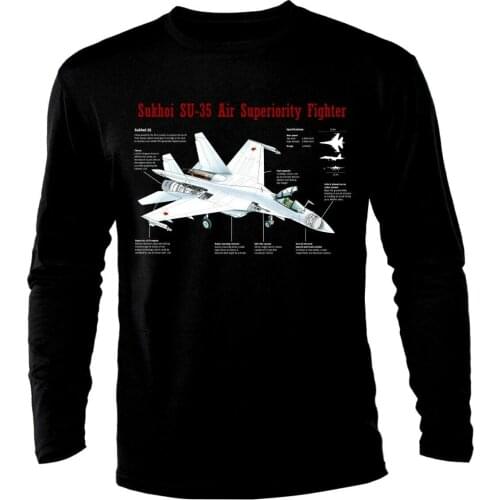 Su-35 Air Fighter Aircraft Jet Luftkampf Flugzeug Long Sleeve Men T-Shirt Casual t shirts