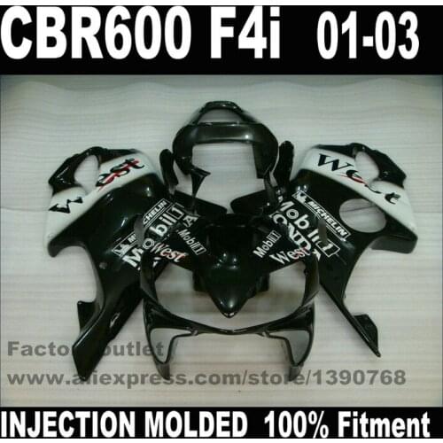 INJECTION MDZDED bodywork set for HONDA CBR 600 F4i black West fairings 2001 2002 2003 CBR600 01 02 03 fairing kit CZ9