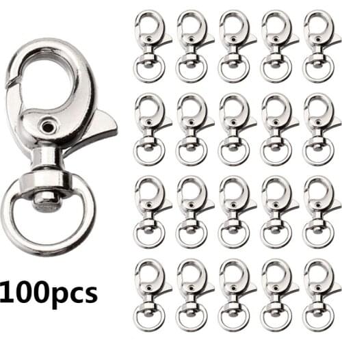 PARETO Wholesale 100pcs 31mm Nickel Plated Zinc Alloy Swivel Snap Hook for Strapping Key Chain DIY Accessories BS04YS03