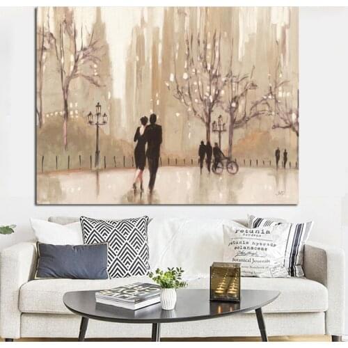 HD Print Romantic Abstract City Street Landscape Decorative Oil Painting on Canvas Wall Pop Art Picture Living Room Home Decor