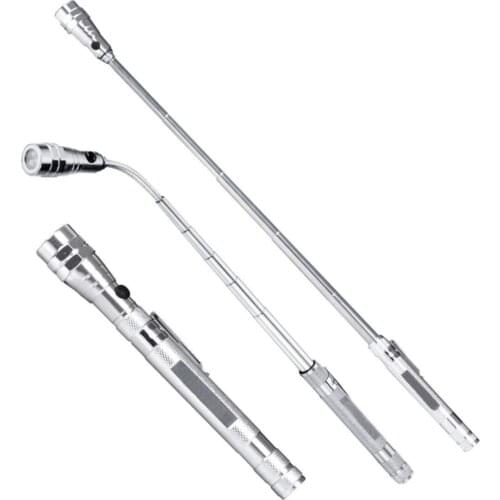 Portable Flashlight Flexible Head Flashlight Telescopic Flexible 3 LED Torch lamp Bottom double magnet Dead angle nemesis