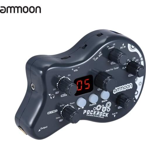 High quality ammoon PockRock Guitar Multi-effects Processor Effect Pedal 15Effect Types 40 Drum Rhythms with Power Adapter