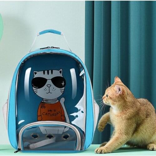 Cat Backpack Transparent Bubble Pet Carrier for Small Dog Portable Breathable Travel Hiking and Outdoor Use