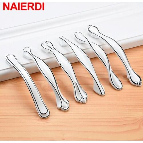 NAIERDI White Cabinet Handles EuropeanAluminum Alloy Drawer Knobs Kitchen Cupboard Door Pulls Furniture Handle Cabinet Hardware
