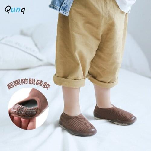 Shallow Non-slip Toddler Shoes 2021 New Spring Summer Infant Girls First Walkers Knitted Fabric Vamp Shoes for Newborns Boys