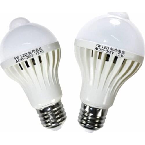 Led Motion Sensor Auto Lamp Bulb Infrared Energy Saving Light White/warm White 5w/7w/9w New