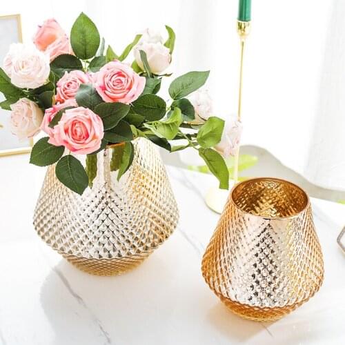 European-style Hydroponic Vase Decoration Home Decoration Glass Golden Luxury Vase