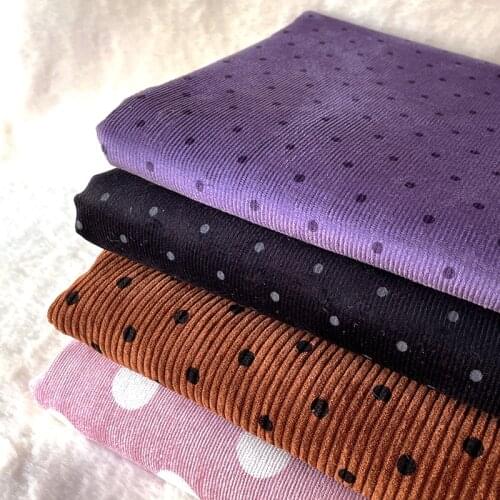Half Meter Multi Color Round Dot Polyester Cotton Corduroy Fabric For Retro Overcoat Trousers Upper Clothes Garment Dress Telas