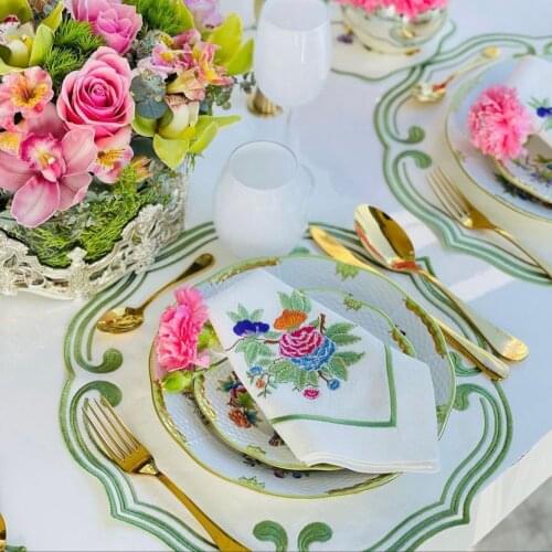 4Pcs Spiral Linen Placemats Tablecloths For Wedding Party Home Hotel Decor European Embroidery cup mug tablecloth tea coaster