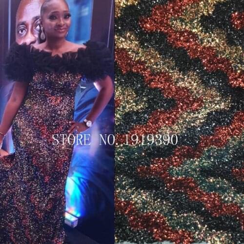 High Quality Sequins Lace Fabrics 2021 Latest African Sequence Lace Fabric for Bridal Lace Nigerian Net Lace Fabric M35531