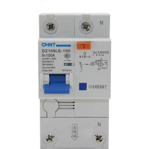 Chint leakage protector DZ158LE-125A/100A/80A/63A high power circuit breaker 1P+N