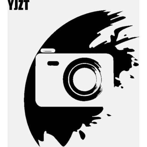 YJZT 11.8CM*13CM Photostudio Interior Camera Silhouette Vinyl Black/Silver Car Sticker C22-0863