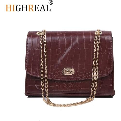 Luxury Handbag Retro Fashion 2020 New Quality PU Leather Womens Designer Handbag Crocodile pattern Chain Shoulder Messenger Bag