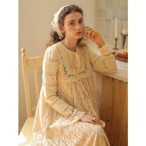 Women Dress Spring Autumn Korean French Embroidery Casual Midi Dress Sexy Hollow Out Lace Long Sleeve Dress vestido feminino