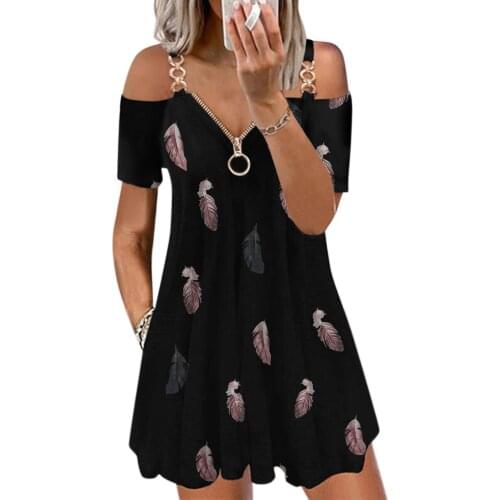 Zipper Floral Print Short Sleeve Dress Women Sexy Summer V Neck Casual Elegant Vintage Plus Size Knee-length Dresses Vestidos