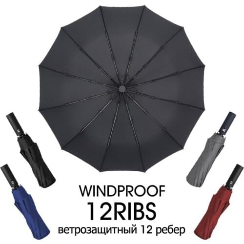 Strong Wind Resistant 12K Automatic Umbrella Rain Women Windproof 3Folding Long Handle Men Business Outdoor Travel Umbrella