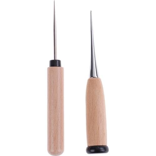 1 x Leather Stitching Awl Wooden Handle Sewing Stitching Punching W215 Leather Craft Awl Tool Hole Maker