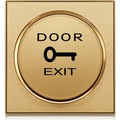 1pcs Door Exit Push Button Door Open Switch for Access Control Wall Mounted NO/COM Switch Panel,Golden,86*6*90mm for Home