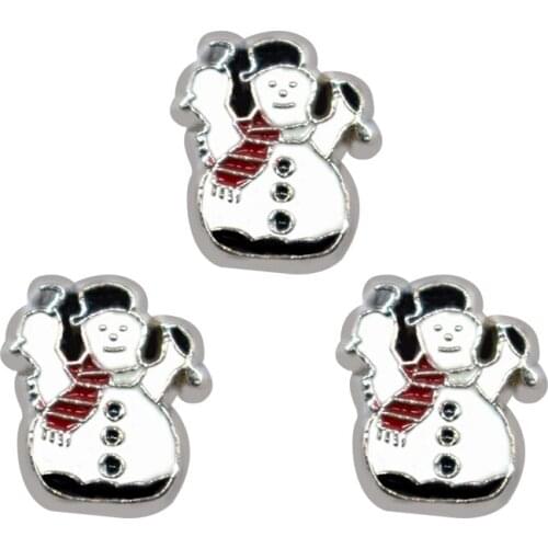 Newest 10pcs/lot Christmas snowman Floating Charms Fit Living Glass Floating Lockets Bracelet DIY Charms Jewelry Accessory