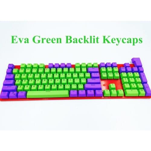 104 Keys PBT Eva Green Doubleshot Backlit Keycap KeyCaps Key Cap Set for Cherry MX Mechanical Gaming Keyboard