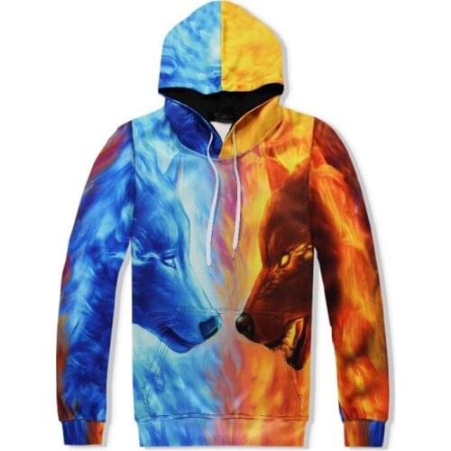 Fashion Men 3D Wolf Printed Hip Hop Casual Hoody Sweatshirt 2pcs Set Colors Mixed Jogging Tracksuit Survetement Homme Streetwear
