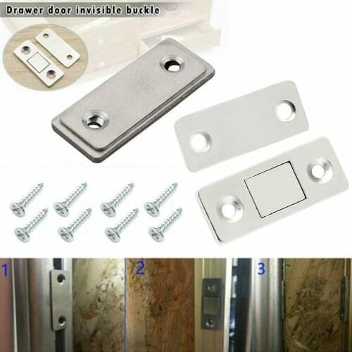 4Pcs Strong Door Catches With Screws Magnetic Catch Latch Ultra Thin For Door Cabinet Cupboard Glass Doors Furniture Hardware