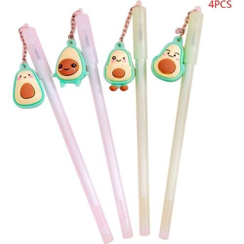 4pcs Creative Avocado Pendant Funny Expression Gel Pen Ink Pens Stationery Gift U4LD