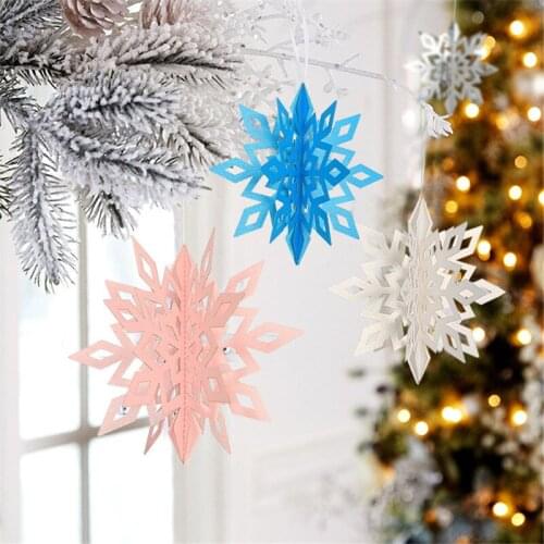 6pcs/pack Gold Silver Large Snowflake Xmas Ornaments Pendant Christmas Tree Decorative Hanging Snowflake Navidad New Year Decor