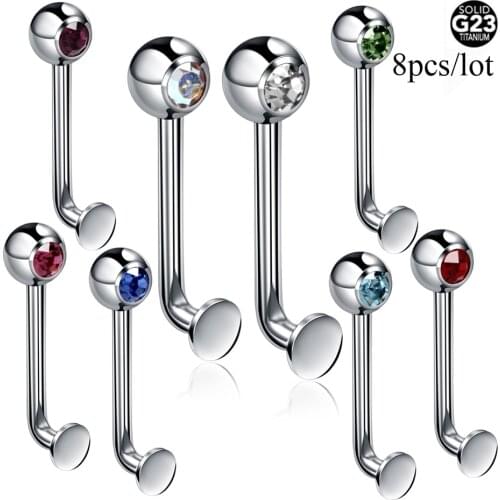 8Pcs/lot Titanium Christina Vertical Hood Piercing Crystal Gem Lip Rings Vagina Piercings Genital Sexy VCH Body Piercing Jewelry