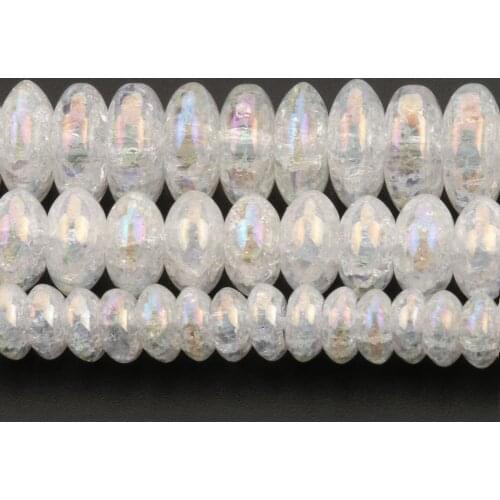 AB Color White Snow Cracked Crystal Rondelle Bead Round Loose Quartzs Beads for Jewelry Making DIY Bracelets 15inch 6/8/10mm