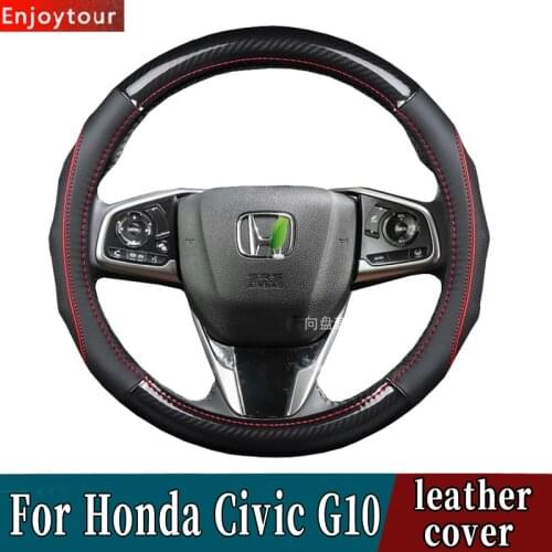 Accessories Car Styling Genuine Leather Steering Wheel Covers For Honda Civic hatchback sedan coupe G10 2105 2016 2017 2018 2019
