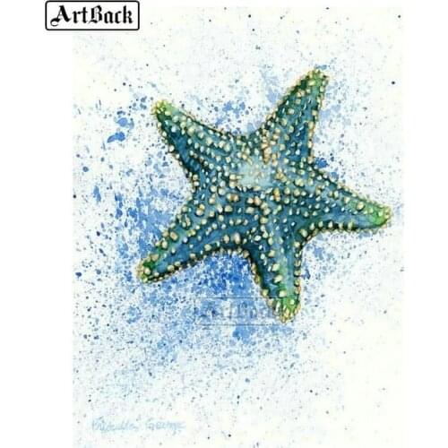 Watercolor 5d diamond painting "starfish" full square drill wolf diamond embroidery animal 3d home decoration gift