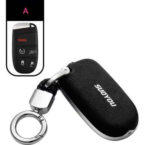 Key Case Cover Genuine Leather Galvanized Alloy For Jeep Grand Cherokee Compass Patriot Dodge Journey Chrysler 300C Renegade