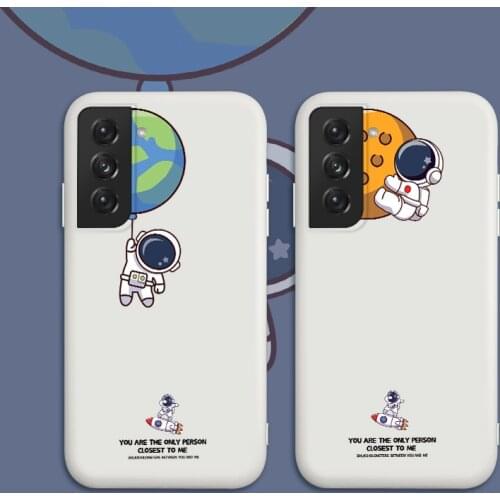 Side Moon Phone Case For Samsung Galaxy S21 S20 FE S10 Note 20 10 Ultra Plus A72 A52 A42 A32 A12 A02S 4G 5G Silicone Cover