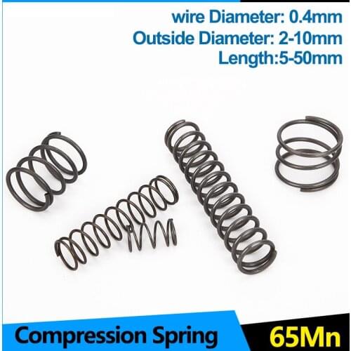20Pcs Cylidrical Helical Coil Compressed Shock Absorbing Pressure Return Small Compression Spring steel Backspring WD 0.4 0.5mm