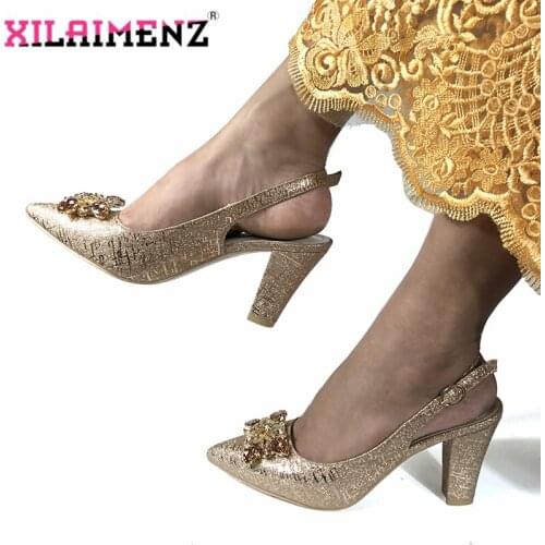 Champagne African Shoes Without Bag Matching Set Italian Shoes Nigerian Summer Wedding High Sandals Shoes Maybe Match A Bag