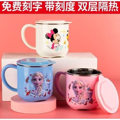 Disney girls Cartoons frozen Cartoon cups kids Mickey Mouse Sport Bottles Princess Sophia Juice cup