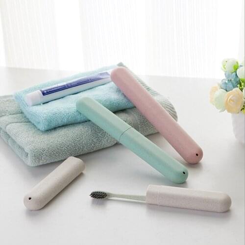 1pcs Tooth Brushes Case Wheat Straw Portable Travel Toothbrush Chopsticks Pencil Box Tooth Brushes Protector Portable Travel