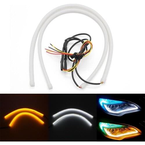 2Pcs 30CM 45CM 60CM Flexible Car DRL Turn Signal Lamp 12V Angel Eyes LED Strip Daytime Running Light