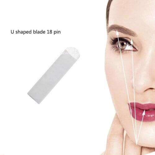 Tattoo Needle Tattoo Lip Needle100Pcs 18U Sterilized Stainless Steel 3D Tattoo Embroidery Eyebrow Permanent Makeup Needles Blade