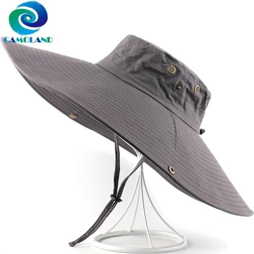 CAMOLAND UV Protection Sun Hat For Men Women 16cm Super Long Wide Brim Bucket Hat Outdoor Breathable Fishing Hiking Boonie Caps