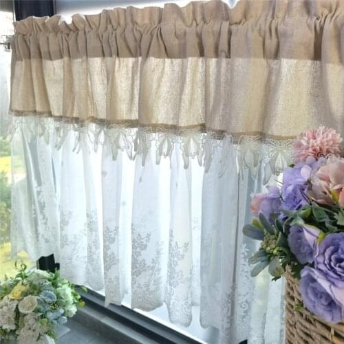 1pc Patchwork Lace Short Curtain For Kitchen Romatic Butterfly Half Sheer Curtain Cabinet Bay Window Blinds Drapes DL-ZH024A#20