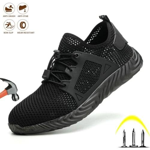 Fashion Mens Safety Shoes Anti-puncture Steel Toe Cap Work Boots Lightweight Anti-smashing Breathable Comfort Protection Boot