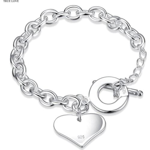 Fashion brand design Silver color heart pendant TO bracelet classic romantic wedding gift good quality drop shipping H285