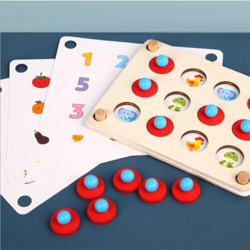 Montessori education childrens puzzle wooden memory game chess creative concentration training baby