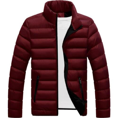 Jackets Men Winter Warm Long Sleeve Stand Collar Down Jacket Cotton Padded Coat Outwear
