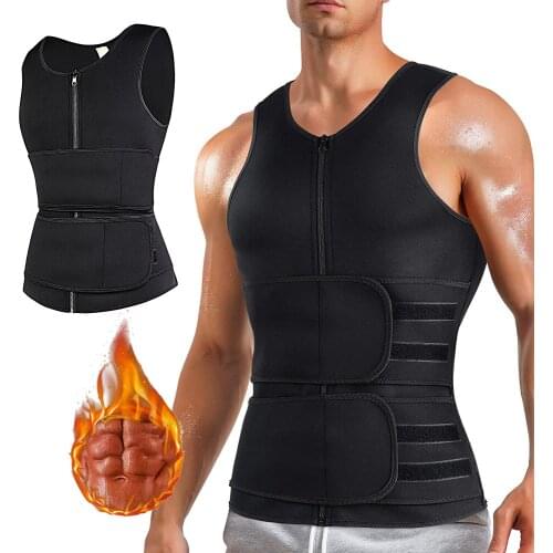 Men Slimming Belt Shaperwear Sauna Suit Sweat Vest Body Shaper Neoprene Waist Trainer Vest Reductive Girdle Male Modeling Strap