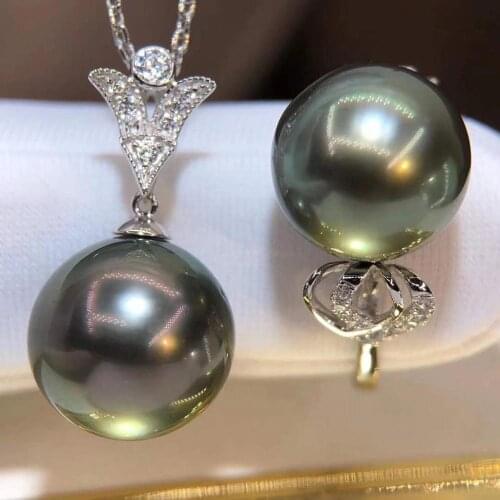 D923 Pearl Set Fine Jewelry Solid 18K Gold Round 10-12mm Nature Sea Water Tahiti Pearls Jewelry Sets for Women Presents