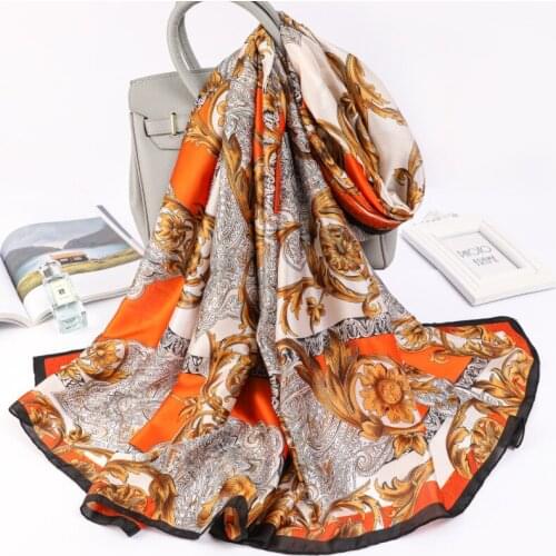2021 Female New Handkerchief Korean Style Print Silk Scarves Fashion 180X90CM Dustproof Bandanna Popular Summer Sunscreen Shawls