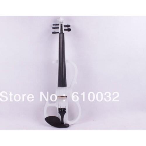 New white 5 string 16'' Electric Viola Silent Solid Wood Body Powerful Sound Case Bow